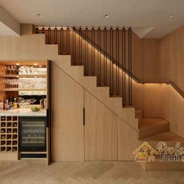 Custom furniture Bantargebang Bekasi lemari bawah tangga fungsional presisi