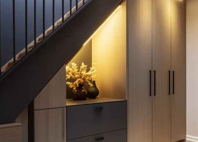 Custom furniture Bantargebang Bekasi lemari bawah tangga fungsional presisi