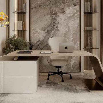Custom furniture Kranji Bekasi meja kerja ergonomis untuk WFH nyaman