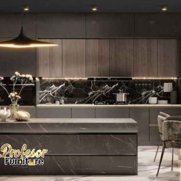 Kitchen set Kelapa Dua Wetan Jakarta Timur dengan lapisan HPL motif kayu serat asli