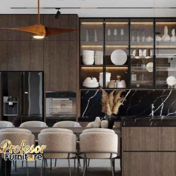 Kitchen set Maphar Jakarta Barat kombinasi HPL dan cermin bronze elegan Kitchen set Maphar Jakarta Barat kombinasi HPL dan cermin bronze elegan