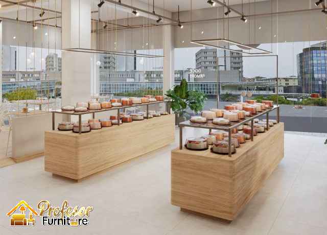 Jasa Rak Display Toko Roti Custom Tangerang Kayu Hpl Minimalis