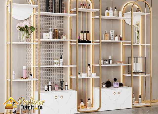 Custom rak display produk Tangerang estetik untuk skincare