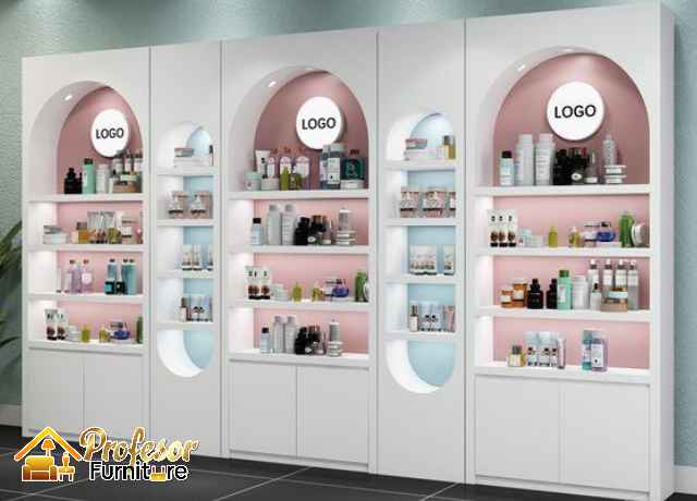 Custom rak display produk Tangerang estetik untuk skincare