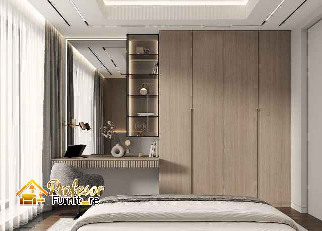 Model lemari pakaian aluminium custom untuk kamar sempit minimalis Jakarta