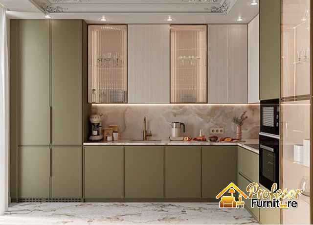 Kitchen set Bambu Apus Jakarta Timur inspirasi ala Korea dengan warna pastel lembut